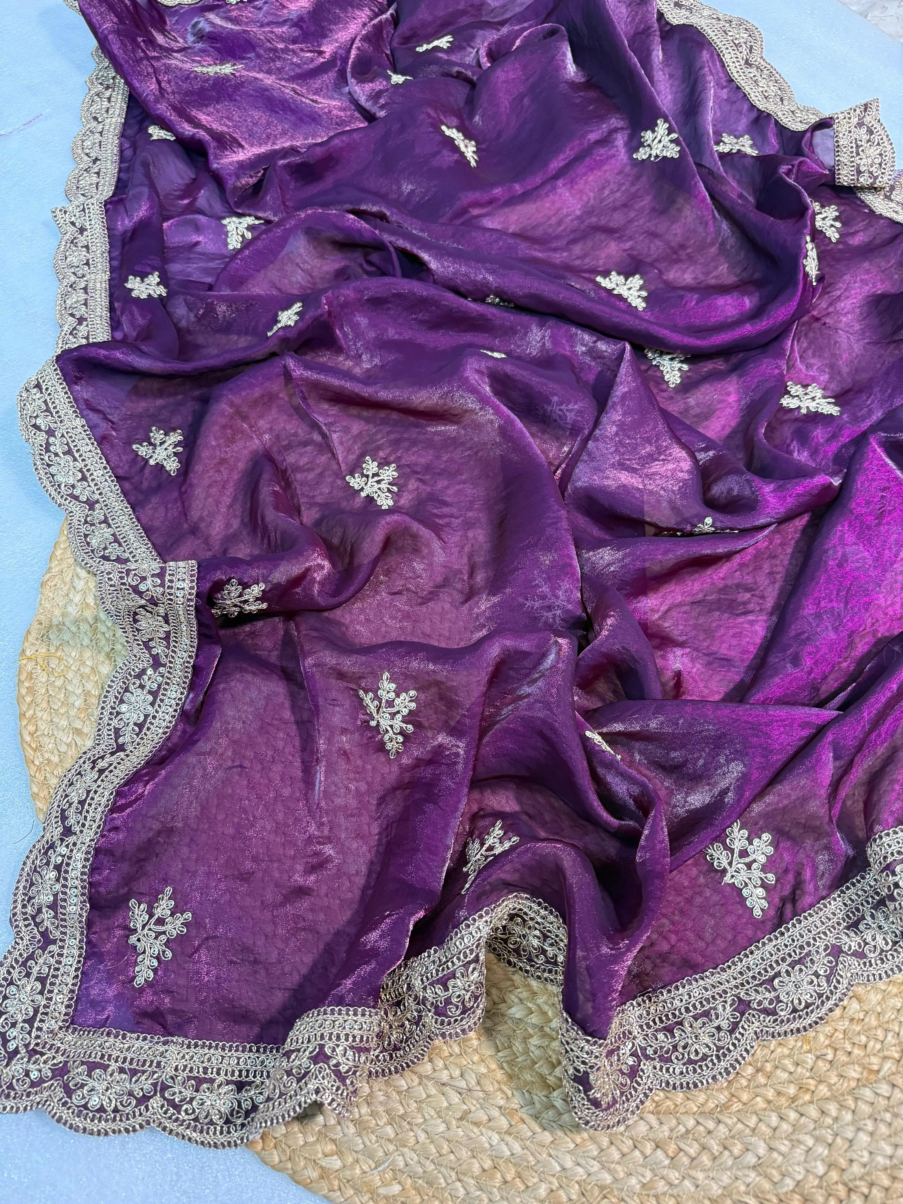 Premium fendy satin fabric Saree - Image 8 in Surat